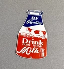 VINTAGE DRINK MILK COW FARM PORCELAIN SIGN CAR GAS TRUCK MOTORCYCLE OIL
