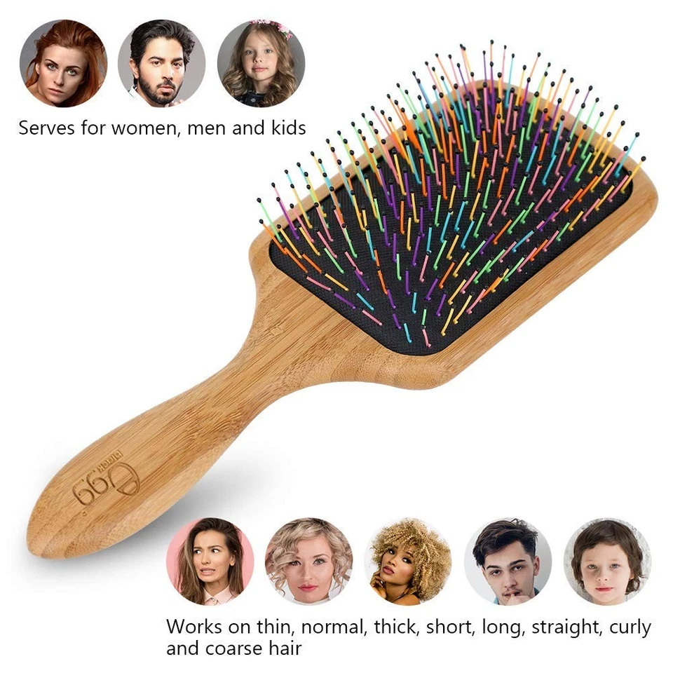 BLACK EGG Paddle Detangling Hair Brush for Women Girls, Rainbow Nylon Brush for - Image 4 of 4