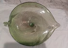 Vintage Murano Style Art Glass Bowl Leaf Shape Freeform MCM Striped 13"x10"