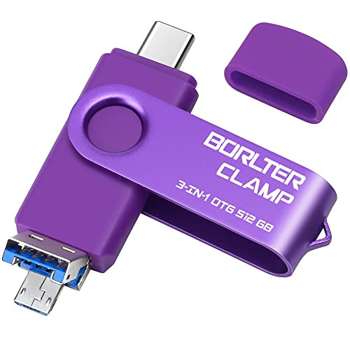 512GB 3 in 1 USB 3.0 Flash Drive Photo Stick for Android Phones, BorlterClamp...