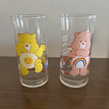 Vintage 1983 Care Bear Pizza Hut Drinking Glass Funshine Sunshine Rainbow Cheer