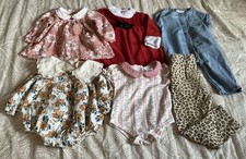 Vintage Baby girl Clothing of 6 Mixed Sizes 3-6M, 6-9M, 12M  4T