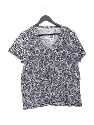 Fat Face Damen Top UK 16 Multi 100% Baumwolle Kurzarm V-Ausschnitt Basic