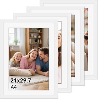 4 StüCk Bilderrahmen A4 Weiß, Rahmen 21X30 Mit Plexiglas, Bilderrahmen FüR Fo