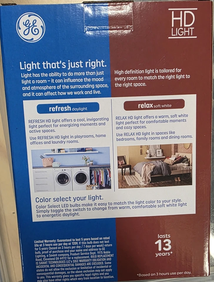 GE Color Select LED Light Bulbs, 100 Watt, A21 Bulbs Soft/Day Medium Base 4 Pack - Image 2 of 2