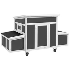 PawHut Wooden Chicken Coop with Nesting Box for 6 Chickens, Dark Gray