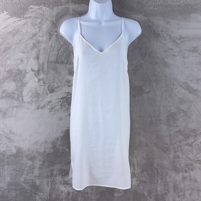 SANDRO Slip Dress Womens Size 36 White Minimalist Spaghetti Strap Midi￼