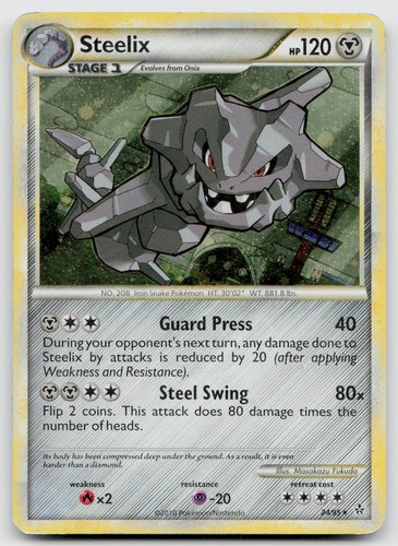 Steelix 24/95 Rare HGSS Unleashed Pokemon Near Mint Holo
