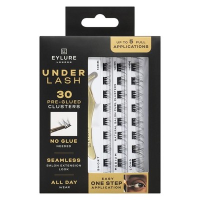 Eylure Underlash Pre-Glued Natural Lash Flares, 30 Count with Applicator