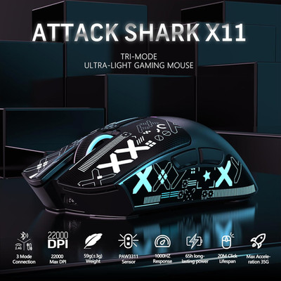 ATTACK SHARK X11 RGB speichersticker, 13gb/usb-kontakte, 22K DPI, PAW3311 PC