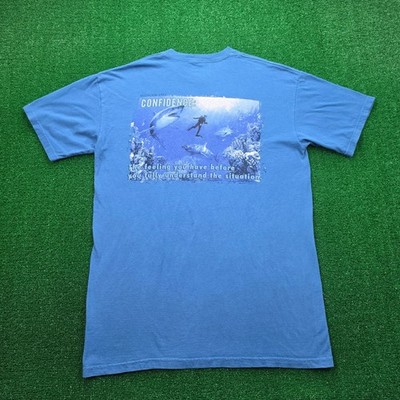 The Mountain Tshirt Mens Large Blue Confidence Scuba Diving Shark Graphic Tee