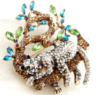 BIG HEAVY NWOT DESIGNER STYLE CRYSTAL RHINESTONE LAZY LEOPARD CAT IN TREE BROOCH — photo 3