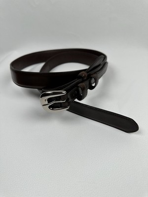 Unbranded  Brown Full Grain  Genuine Leather Dress Belt, Silver  Buckle, Size 44