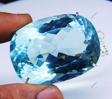 Natural 285.80 Ct Certified Blue Aquamarine Pendant Cushion Cut Gemstone