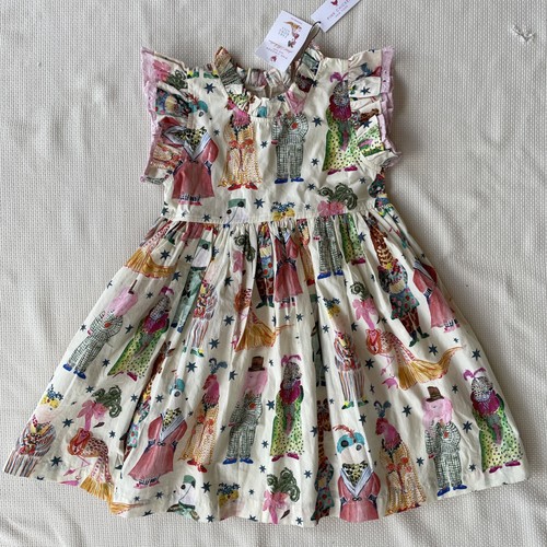 NWT Pink Rooster Artist Collaboration Girls Leila Dress Circus Animals Size 5