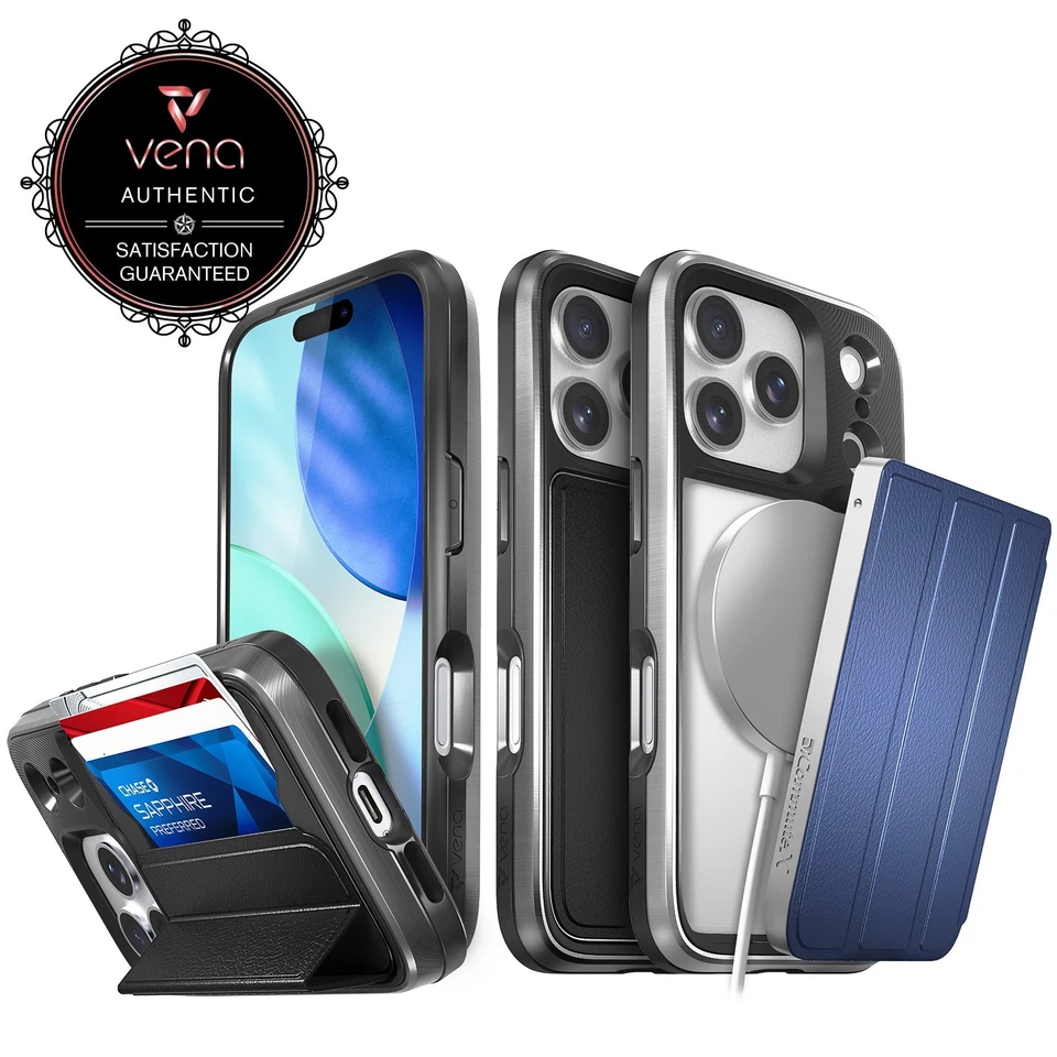 Funda billetera Vena vCommuteX para Apple iPhone 17 Pro, cubierta de tarjeta desmontable