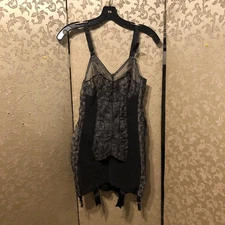 Contessa di Roma Vintage Black Multi-Color Lace Corset Girdle Size 36B