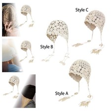 Berretto all'uncinetto con design vintage lavorato a maglia floreale per