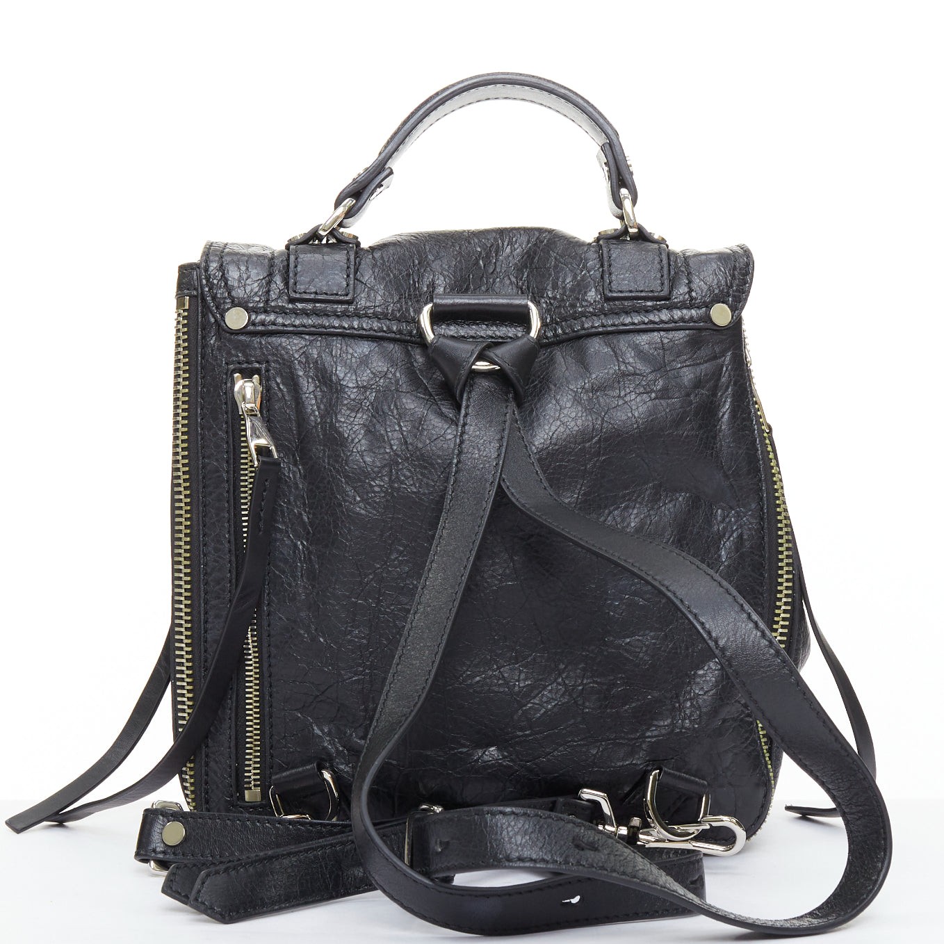 rare PROENZA SCHOULER PS1 black textured leather silver hardware small backpack image 4
