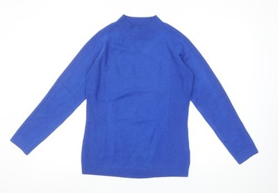 Bassini Damen Pullover Pulli blau Stehkragen Langarm Größe S