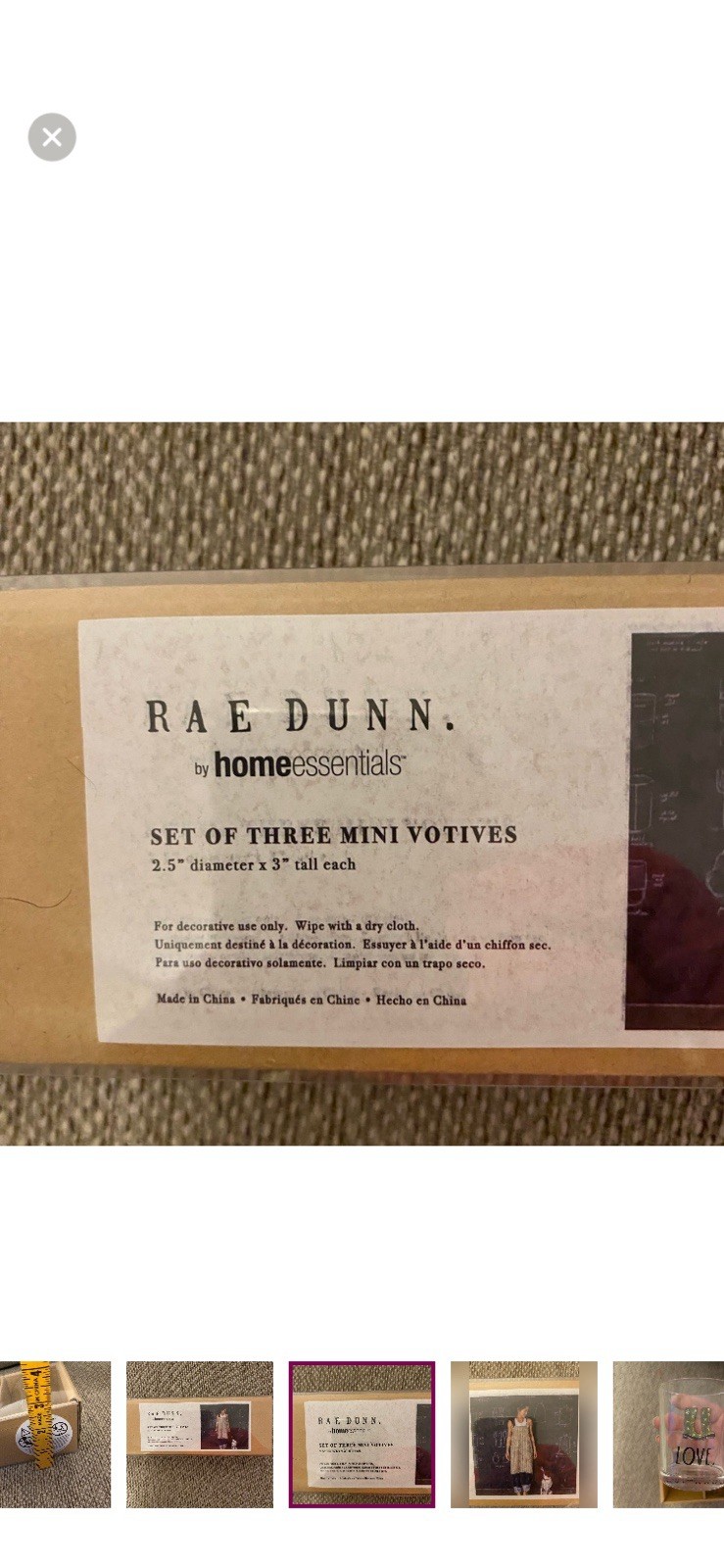 Rae Dunn by Home Essentials 3 Mini Glass Votive Candle Holders LOVE SPROUT GROW thumbnail 9