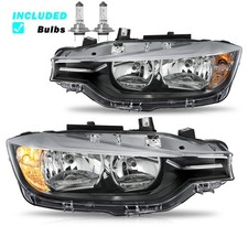 For 2016-2018 BMW 3 F35 Series Halogen Headlight Black Driver&Passenger Side