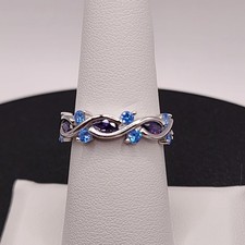 925 NEW Sterling Silver Eternity Band Dark Violet  Blue Topaz CZ 5.7mm Size 7
