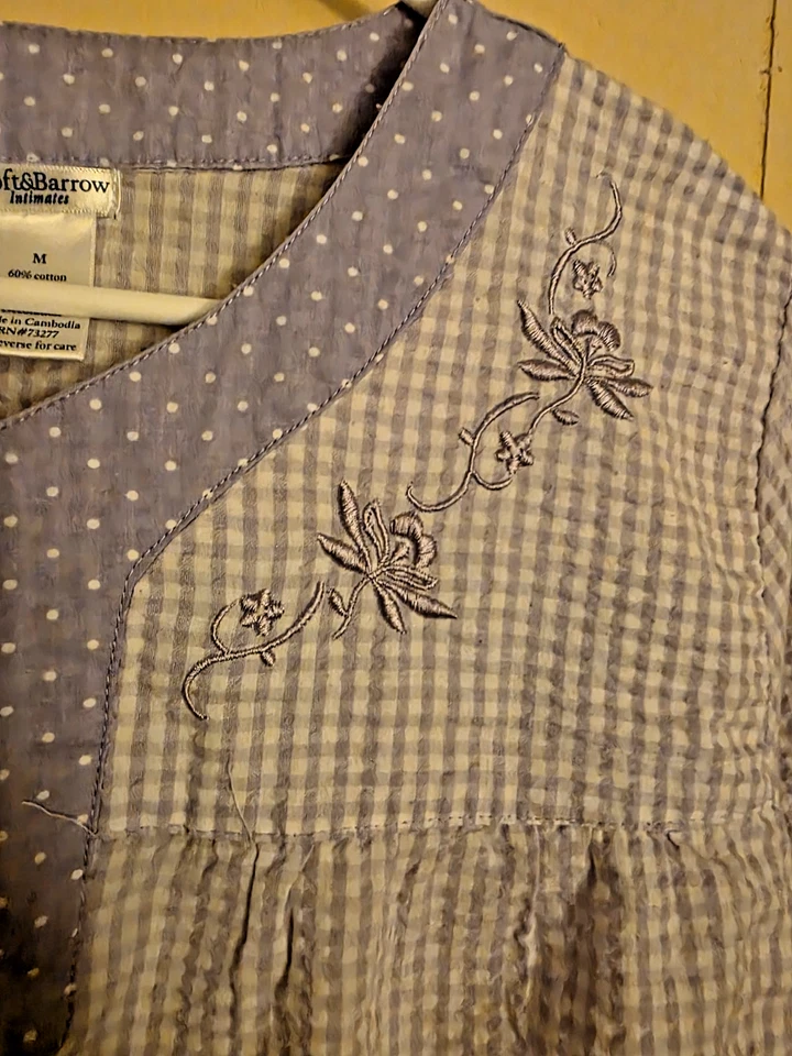 Camisón Croft & Barrow Vintage Para Mujer Seersucker Bolsillos Cómodo Talla M Foto 4 de 4