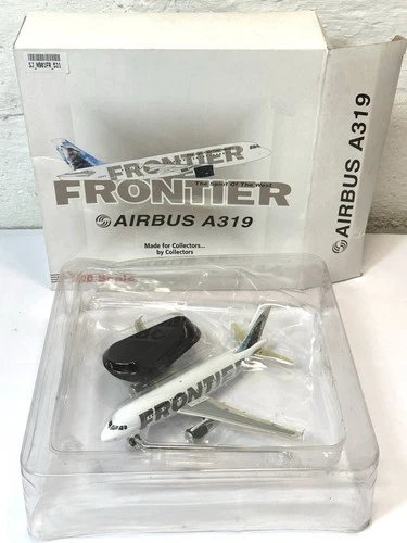 NIB STARJETS 1/200 A319 FRONTIER AIRLINES AIRBUS N901FR WOLF DESK MODEL NIOB 7IN