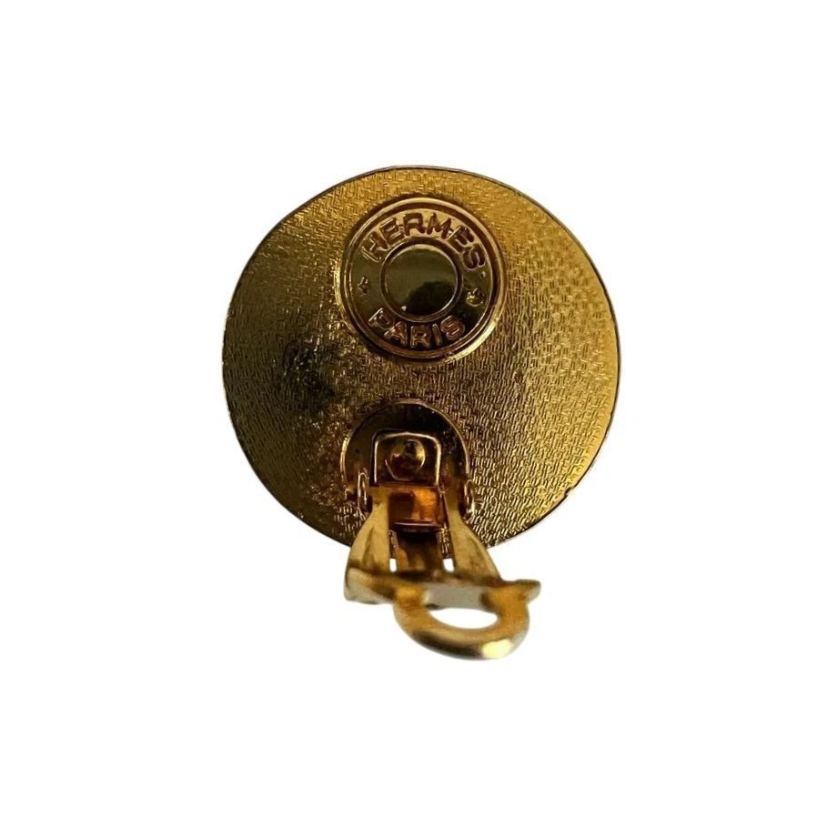 Auténticos Pendientes Hermès Vintage Clip-On Cuero Rojo Foto 4 de 4