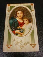 Cartolina Art Nouveaux Maria Bambino Gesù 1900 religiosa in rilievo 