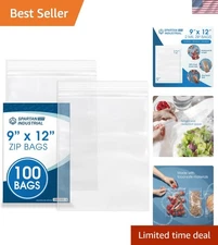 Airtight 9" x 12" Resealable Zip Bags - 100 Count, Perfect for Organizing