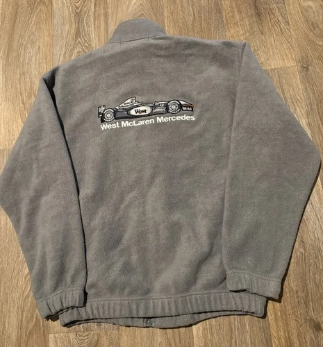 Vintage McLaren Mercedes F1 Fleece Jacket Grey Mens M Formula 1 Team Full Zip video thumbnail