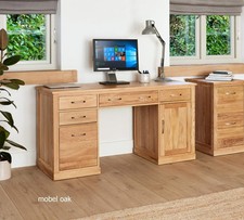 Image of Mobel Oak Twin Pedestal Computer Desk