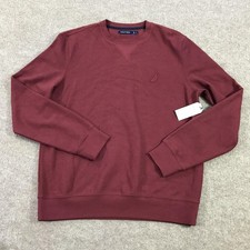 Nautica Sweater Mens Medium Red Cotton Polyester Knit Crewneck Pullover New Tags