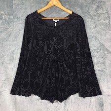 Ultra Pink Top Large Black Velvet Burnout Whimsigoth Fairy Grunge Goth Babydoll