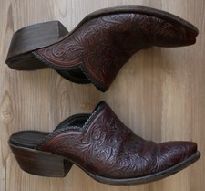 Gorgeous Handmade Hand tooled Tres Outlaws Mules ladies 9 ! Unique!