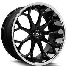24x9 Azad Wheels Az99 Custom Gloss Black With Chrome Ss Lip Rims 4pcs A1 24x9 Azad Wheels Az99 Custom Gloss Black With Chrome Ss Lip Rims 4pcs A1