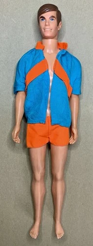 Vintage 1970 Mattel Talking Ken Doll Hong Kong #1111 w/Trunks & Jacket (Mute)