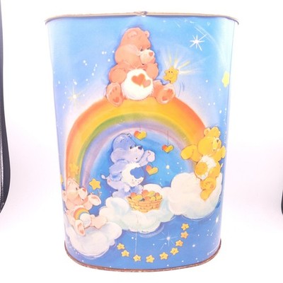 Vintage 1983 CARE BEARS Cheinco American Greetings USA Metal Trash Can 13 X 11