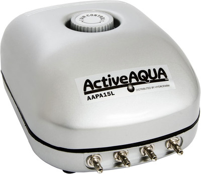 AAPA15L Active Aqua, 4 Outlets, 6W, 15 L/Min Air Pump, Silver,Grey