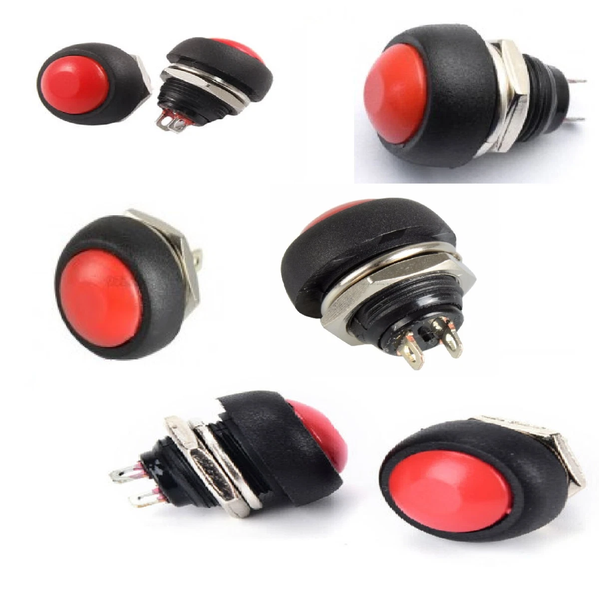 Interruttore rotondo con pulsante ON/OFF momentaneo impermeabile da 6 pezzi Mini 12 mm PBS-33B 502 Interruttore rotondo con pulsante ON/OFF momentaneo impermeabile da 6 pezzi Mini 12 mm PBS-33B 502