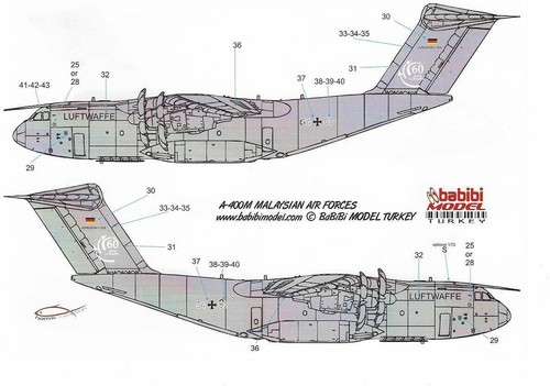 1/72 Airbus A400M Decal Set- RAF, German, French, Turkish, Malaysian - DDT-01020 - Picture 9 of 12
