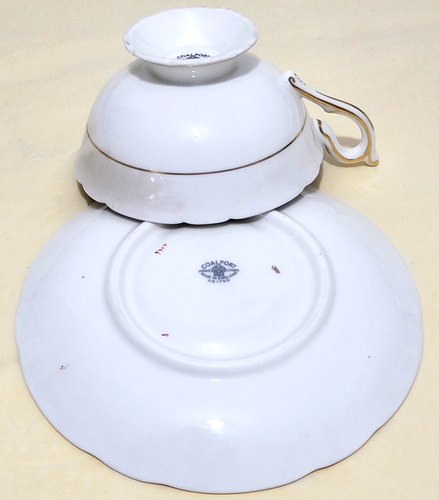 Coalport England Signed by H. Birbeck Pink Rose on Gray Cup & Saucer 165 - Picture 6 of 7