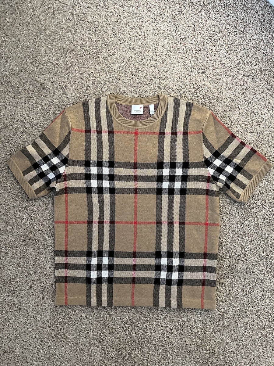 Tシャツ・カットソー BURBERRY CHECK SILK TOP Burberry Check Silk Wool T-Shirt | eBay