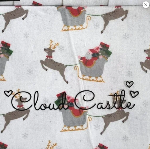 6-pc Cloud Castle FULL SIZE CHRISTMAS Cotton Flannel Sheet Set - Reindeer Santa - Picture 3 of 5