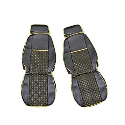 Set Eco-Leder Sitzbezüge Schwarz/gelb Fäden passt für Iveco Euro Tech 2003-2006