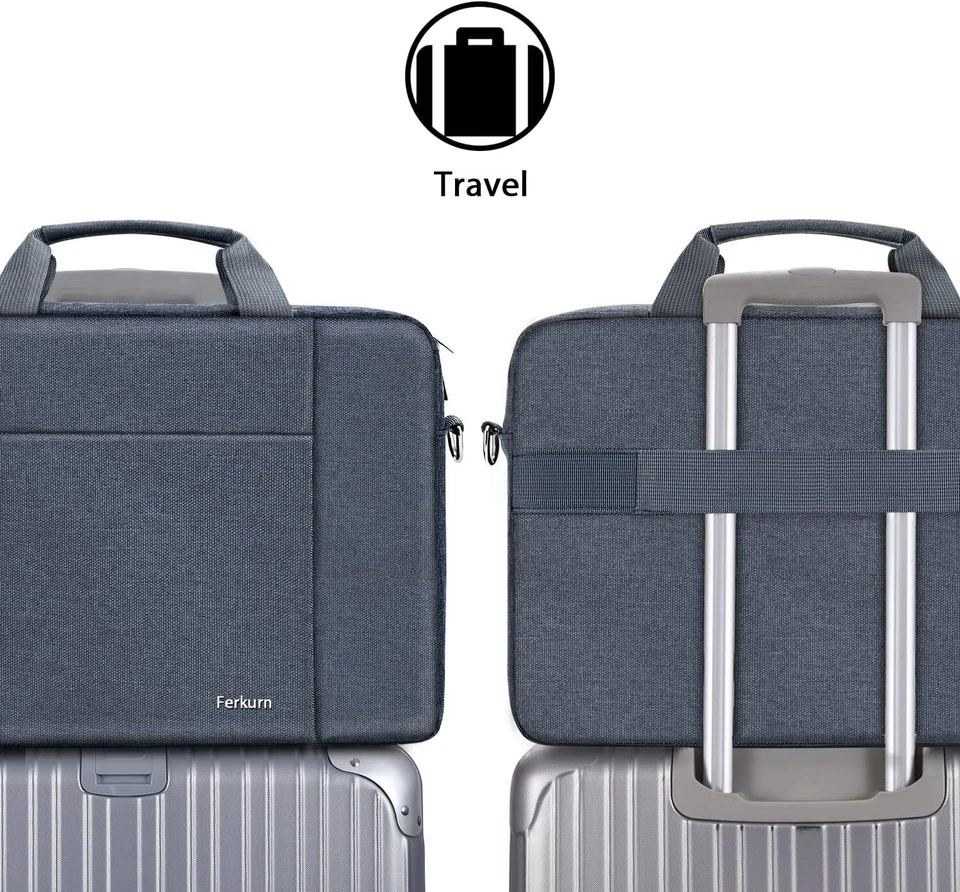 Bolso para computadora portátil de 14-17,3 pulgadas con correa para el hombro Maletín de transporte Estuche para computadora Foto 3 de 4