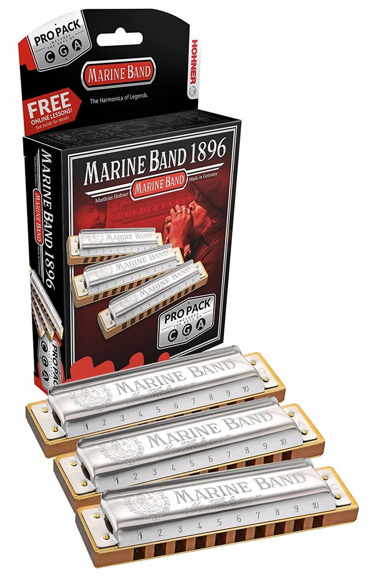 Hohner Marine Band Harmonica Pro Pack Includes 3 Keys C G A