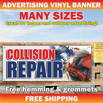 COLLISION REPAIR Advertising Banner Vinyl Mesh Sign car service autobody garage